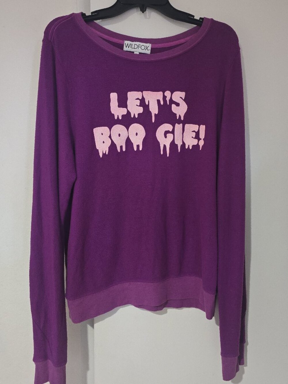 Wildfox Let's Boo Gie Baggy Beach Jumper Purple Halloween Sweater Sz L